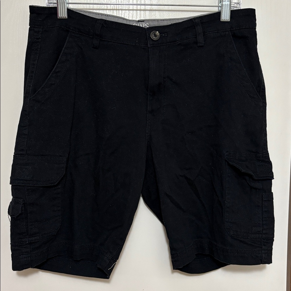 Chaps Coastland Wash Stretch Men's Black Cargo Shorts, size 32x10